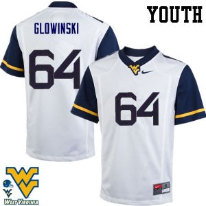 Youth West Virginia Mountaineers NCAA #64 Mark Glowinski White Authentic Nike Stitched College Football Jersey MA15T77HW